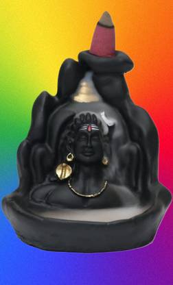BZILO Combo Pack of Shiva Adiyogi Smoke Incense Holder 10 Units of Backflow Cones U_29 Polyresin Incense Holder