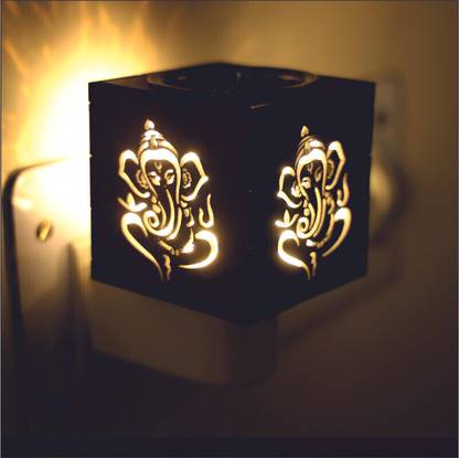 Gojeeva Electrical Camphor Carved Pattern Wooden Kapoor Dani & Essential Oil Diffuser Plastic Incense Holder