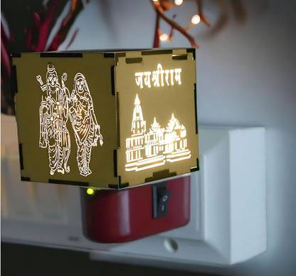 Gojeeva Ayodhya Ram Mandir Electric Home Fragrance Lamp with Night Light Wooden Incense Holder Set