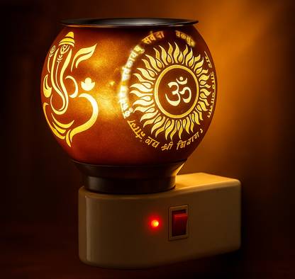 Panca Om Glass Kapoor Dani,Electric Camphor Diffuser Ganesh Ji Electric Camphor Burner Glass Incense Holder
