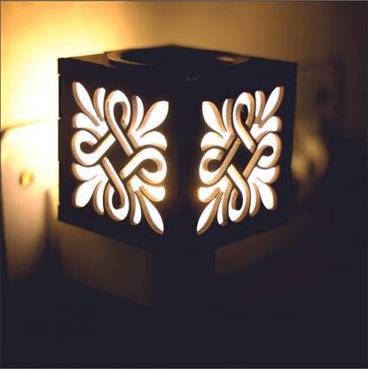 Gojeeva Electrical Camphor Carved Pattern Wooden Kapoor Dani & Essential Oil Diffuser Plastic Incense Holder