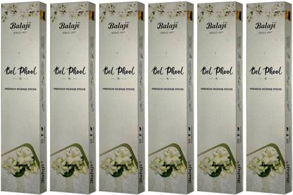 Balaji Agarbathi Bel Phool Premium Incense Sticks for Pooja, Relaxation with Pure Jasmine Fragrance