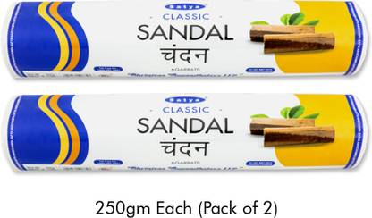 Satya Classic Sandal Incense Sticks Rolls 250gm Each (Pack of 2) Chandan, Sandalwood, Relaxed, Pure, Strong, Long Lasting
