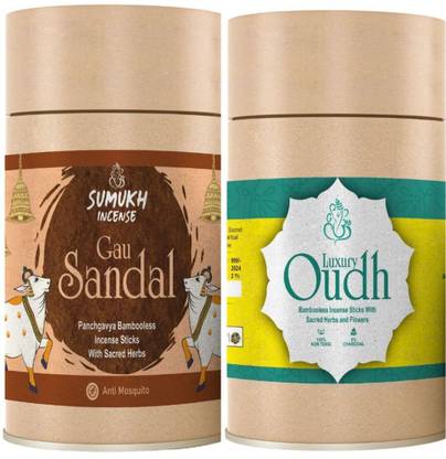 sumukh Gau Sandal & Oudh Bambooless Incense Sticks 200g Sandal, Oudh