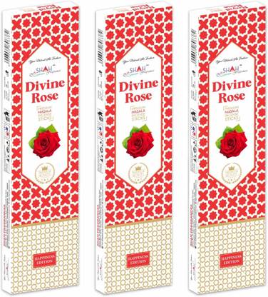 Shah Fragrances Divine Rose Premium Masala Incense Sticks | Agarbatti (Pack of 3*50 Grams)