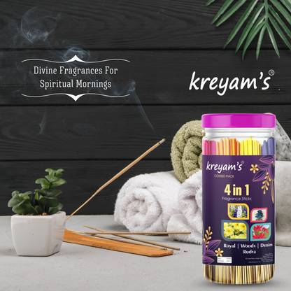Kreyam's Puja & Meditation Agarbatti Incense Sticks Combo Pack Multi Fragnance Pack