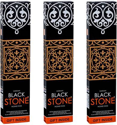Rudra Pack of 3 (60 Sticks Per Box) Black Stone Incense Sticks Aggarbatti Scented