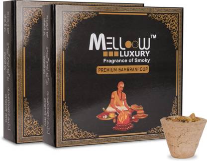 MELLOOW LUXURY Sambrani Havan Cup (48PCS) | Infused with Singapure Loban Perfect for Home, Puja Dhoop