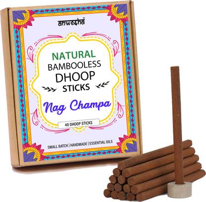 Anwesha Nag Champa Premium Bambooless Dhoop Sticks - 40 Scented Incense sticks 100 Grams Nag Champa