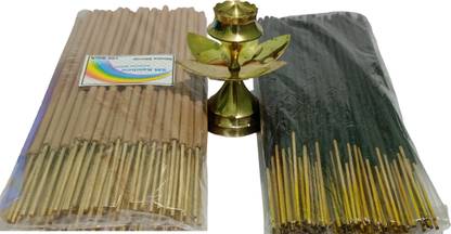 SM Rainbow Dhuna Dhoop & Sented Black Dhoop(100+100)with Brass Dhup Dhani for Puja Purpose Natural Dhuna