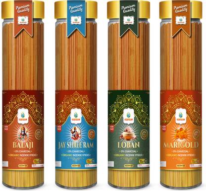 GODSUN Balaji, Jay Shree Ram, Loban, Marigold Agarbatti Jar (4×100)400gm. 4 Different fragrances Incense sticks