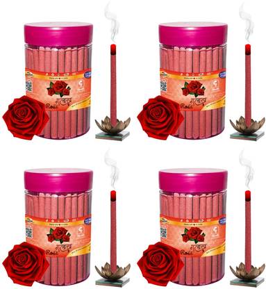 Shankh Rose Dhoop Incense Stick Pack of 400 gm (100 + 100 + 100 + 100) Fragrance Rose