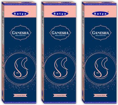 Satya Ganesha Incense Sticks (Pack of 3) Fresh, Calming, Floral, Long lasting, Ganesh Puja