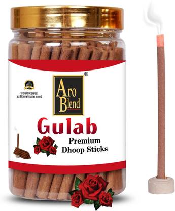 Aroblend PREMIUM GULAB DRY DHOOP STICK (100GRAM) JAR, ROSE GULAB FRAGRANCE | NO BAMBOO | NO CHARCOAL