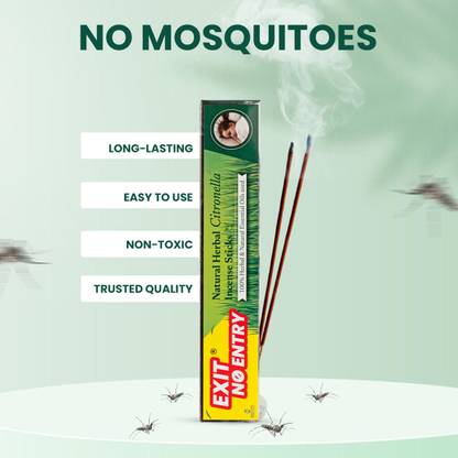 Exit No Entry Mosquito Repellent Incense Sticks | Machhar Agarbatti Sticks | Herbal Agarbatti With Citronella Fragrance | 1 box in 12 pack*10 sticks each | Insect Repellent