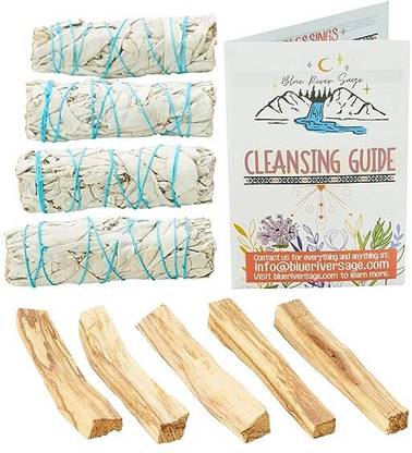 Baka 4 White Sage Bundles & 5 Palo Santo Sticks-Home Cleansing Kit woody fragrance with hints of citrus and mint