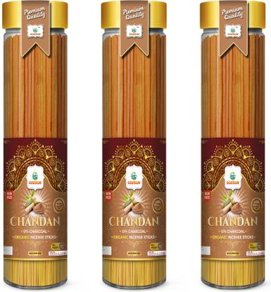 GODSUN Premium Chandan Agarbatti Jar (3×100)300gm. 0% Charcoal Incense sticks Sandal