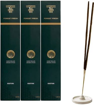 Forest Fresh Kasturi Hand Rolled Incense Sticks ( Agarbatti) (Set of 3) Kasturi