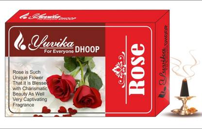 YUVIKA DHOOP Rose Dhoop Cone made With Cow Dung Gobar 1.5 Inch for Pooja 180 Count in Jar Box Rose