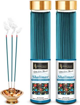 DOKCHAN Shalimar Premium fragrance Incense Stick|No Charcoal|Natural Essential Oils |Low Smoke 100% Herbal Fragrance Shalimar Agarbatti | 100g Stick Each Bottle