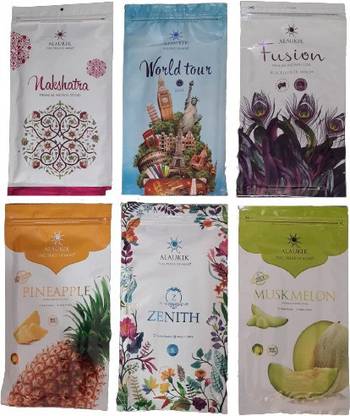 ALAUKIK Premium Incense Sticks Combo Pack of 6 - Zipper Combo-9 (110 gm x 6=660 gm) Nakshatra, World Tour, Fusion, Pineapple, Zenith, Muskmelon