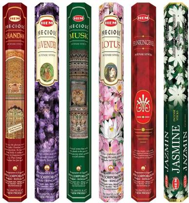 Hem Precious Combo Incense Assorted (120 Sticks) Precious Chandan, Lavender, Lotus, Musk, Frankincense, Jasmine Blossom