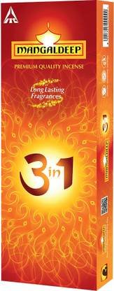 MANGALDEEP 3in1 Incense sticks - charcoal free - long lasting fragrance (223 gm) 3in1