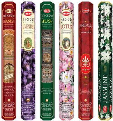 Hem Precious Combo Incense Assorted (120 Sticks) Precious Chandan, Lavender, Lotus, Musk, Frankincense, Jasmine Blossom