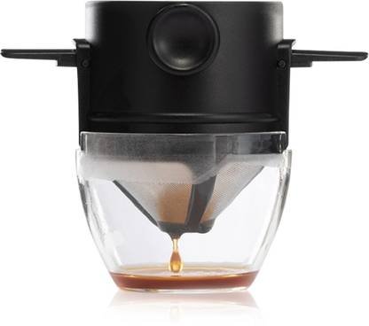 HASTHIP Filter Coffee Maker with Bottom Cup Double Mesh Pour Over Indian Coffee Filter