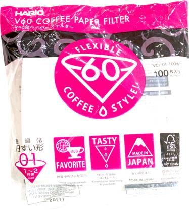 TGL Co. The Good Life Company Hario V60 Filter Papers - White 100 Count Paper - 01 Size Indian Coffee Filter