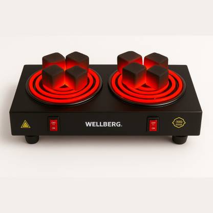 Wellberg Dual Burner Electric Stove | Heavy Duty Hot Plate 2000W Heater for Quick Cooking Electric Cooking Heater