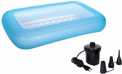 Intelligent Rectangular (IND*74) inflatable pool, 165 x 104 x 25 cm with Free Pump Inflatable Swimming Pool