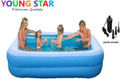ECOM BHARAT Premium 6.7 FEET (2.01m) LENGTH,5.9 FEETS (1.50m) BREATH AND 51CM HEIGHT. Inflatable Swimming Pool, Inflatable Toy Pump