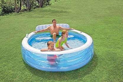Intelligent Inflatable Swim (IND*74) Center Family Lounge Pool with Built-in Bench- 57190 Inflatable Swimming Pool