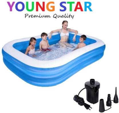 ECOM BHARAT Premium 6.7 FEET (2.01m) LENGTH,5.9 FEETS (1.50m) BREATH AND 51CM HEIGHT. Inflatable Swimming Pool, Inflatable Toy Pump