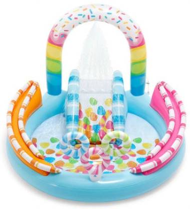 Tiny Tales Intex 57144 (IND*96) Candy Zone Playground With Slide With Pump Inflatable Swimming Pool