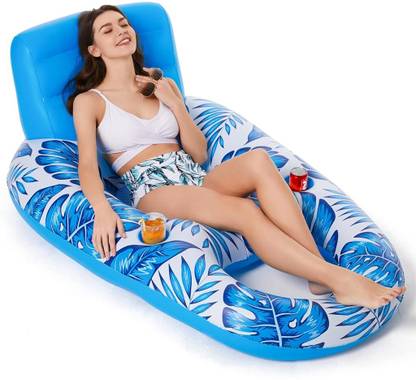 PATPAT Inflatable Pool Lounger for Adult, Long Swimming Pool Float Inflatable with Head Inflatable Inflatable Toy Pump