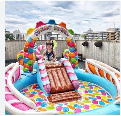 Intelligent Intex Inflatable (IND*061) Candy Zone Water Play Center With Pump Inflatable Swimming Pool