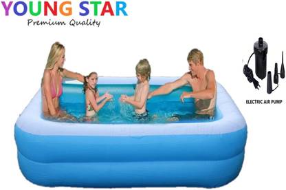 ECOM BHARAT Premium 6.7 FEET (2.01m) LENGTH,5.9 FEETS (1.50m) BREATH AND 51CM HEIGHT. Inflatable Swimming Pool, Inflatable Toy Pump