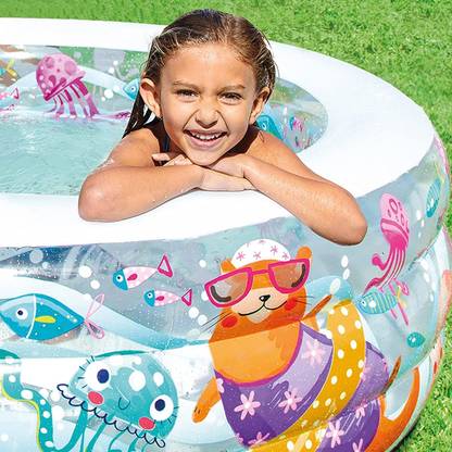 TinyTales Inflatable Kids Swimming Pool in Round Shape With Pump Inflatable Swimming Pool