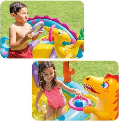 Intelligent DINOLAND PLAY CENTER POOL WITH SLIDER Inflatable Swimming Pool