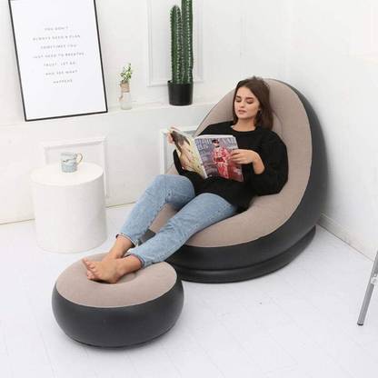 DITCAFOS Inflatable Ultra Lounge Chair Blow Up Chaise Lounge with Ottoman Air Lazy Sofa PVC 2 Seater Inflatable Sofa