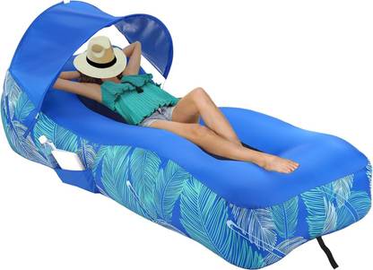 SUICUNE Inflatable Lounger Air Sofa with Sun Shade Cover Waterproof Inflatable Couch Polyester 1 Seater Inflatable Sofa