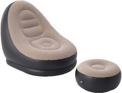 MOSHTU Lazy Sofa Bed Footstool Set, Outdoor Foldable Air Cushion Recliner PVC 2 Seater Inflatable Sofa