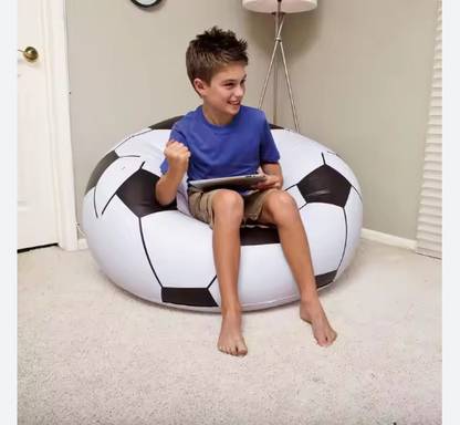 KinderTales Beanless (IND*65) Soccer Ball Chair with pump Vinyl 1 Seater Inflatable Sofa