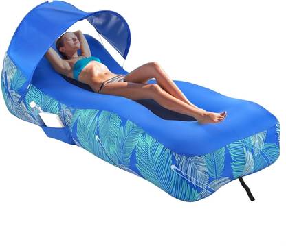 Deoxys Portable Inflatable Couch, Waterproof Inflatable Lounger Air Sofa Bed Polyester 2 Seater Inflatable Sofa