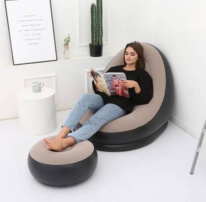 Bella Faccia Inflatable Air Chair with Footrest Leatherette 1 Seater Inflatable Sofa