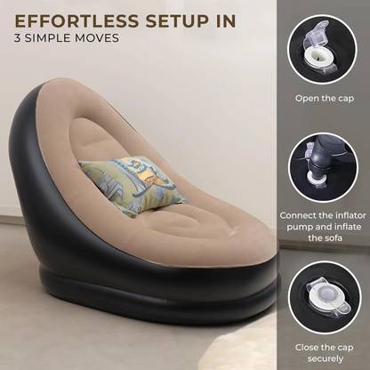 trandler Inflatable Sofa With Footstool Outdoor Foldable & Portable & Fully Relaxable PVC 2 Seater Inflatable Sofa