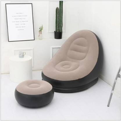 TRENDLER Lazy Sofa Bed Footstool Set, Outdoor Foldable Air Cushion Recliner PVC PVC 2 Seater Inflatable Sofa