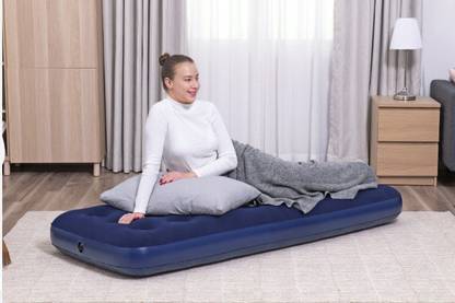 TinyTales Single Air Bed (IND*25) Blue PU Leatherette 1 Seater Inflatable Bed Vinyl 1 Seater Inflatable Sofa
